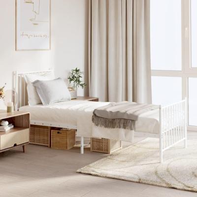 Bedframe met hoofd- en voeteneinde metaal wit 80x200 cm