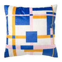 Kussen velvet vlakken - multikleur - 45x45 cm - thumbnail