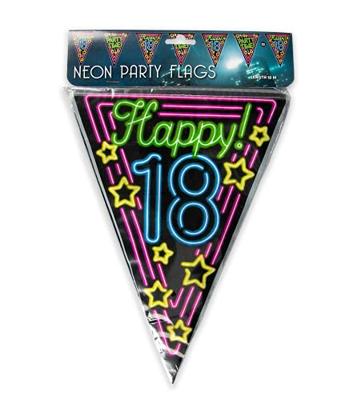 Party Vlaggenlijn Neon 18 Jaar - 10 Meter