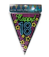 Party Vlaggenlijn Neon 18 Jaar - 10 Meter - thumbnail