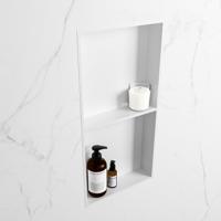 MONDIAZ EASY Nis 59,5x29,5cm in solid surface kleur Talc | Talc. 2 vakken geschikt voor in- of opbouw - thumbnail