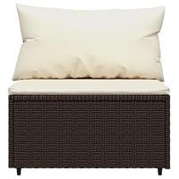 4-delige Loungeset met kussens poly rattan bruin - thumbnail