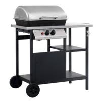 VidaXL Gasbarbecue met 3-laags zijtafel zwart en zilverkleurig - thumbnail