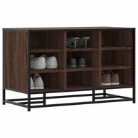 Schoenenbank 84x40x53,5 cm bewerkt hout en metaal bruin eiken - thumbnail