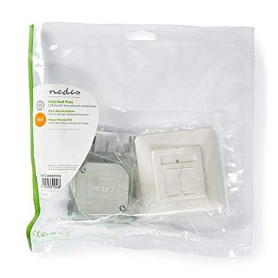 Netwerkwandcontactdoos | Cat 6a | 2x RJ45 female - Vlakke montage | Ivoor