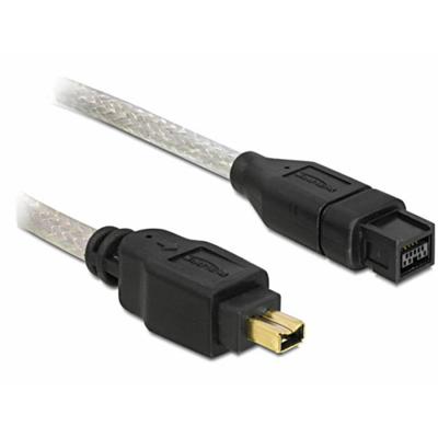 Delock FireWire Aansluitkabel [1x FireWire (400) stekker 4-polig - 1x FireWire (800) stekker 9-polig] 1 m Grijs