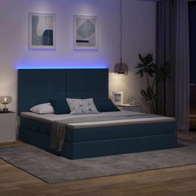 Opbergbed met LED met matras Blauw 160 x 200 cm Polyester