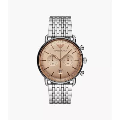 Emporio Armani chronograaf quartz beige wijzerplaat HerenhorlogeAR11239