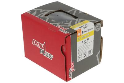 Dynaplus Unischroef/Spaanplaatschroef Verzinkt Platkop Voldraad Torx TX25 4.5X50 | 200 stuks - 0281.01.33901