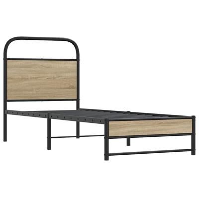 Bedframe zonder matras bewerkt hout gerookt eiken 107x203 cm - thumbnail