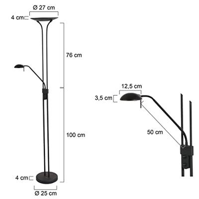 Mexlite Vloerlamp Biron H 180 cm DIM zwart