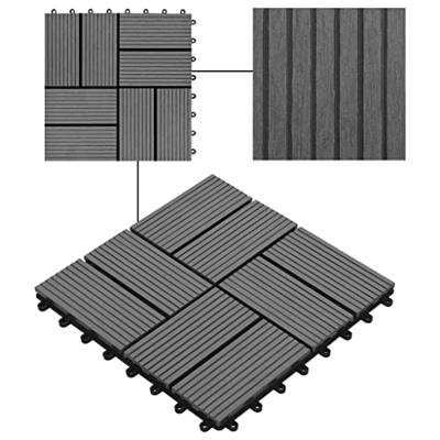 VidaXL Terrastegels 30x30 cm 1 m² hkc grijs 11 st