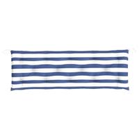 Tuinbankkussens 2 st gestreept 150x50x7 cm stof wit en blauw - thumbnail