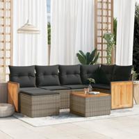 7-delige Loungeset met kussens poly rattan grijs - thumbnail