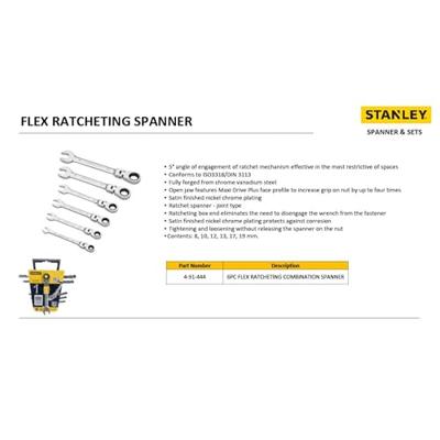 Ringsteeksleutelset met verstelbare ratelring 6-delig Stanley 4-91-444 - thumbnail