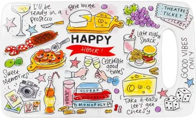 Blond Amsterdam kaasplankje aardewerk happy 25x15x1cm multi