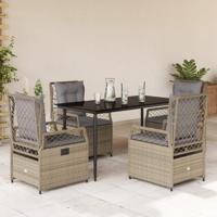 5-delige Tuinset met kussens poly rattan beige - thumbnail