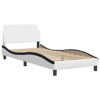 Bedframe zonder matras "Zadar" kunstleer zwart en wit 100x200 cm - thumbnail
