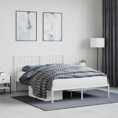 Bedframe met hoofdbord metaal wit 140x190 cm