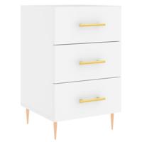 Nachtkastje 40x40x66 cm bewerkt hout wit - thumbnail