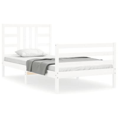 Bedframe zonder matras massief grenenhout wit 140x200 cm