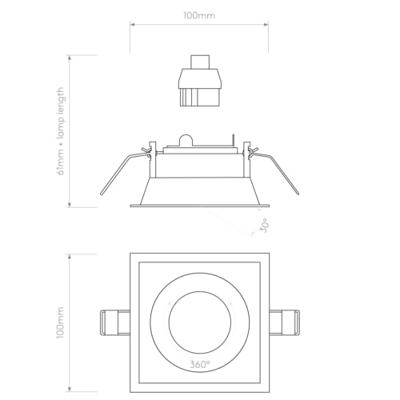 Astro - Minima Slimline Square Adjustable Fire-Rated inbouwplafondlamp