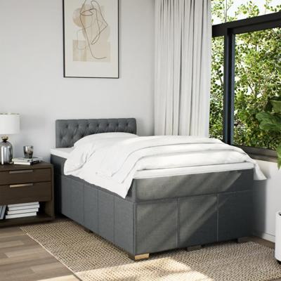 Boxspring met matras stof donkergrijs 120x200 cm