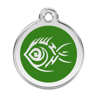 Tribal Fish Green roestvrijstalen hondenpenning large/groot dia. 3,8 cm RedDingo - Reddingo - thumbnail