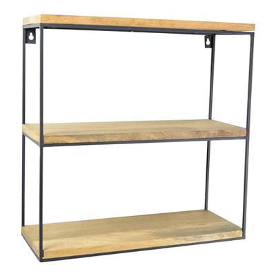 Urban Interiors Wandrek 'Wally' Mangohout en metaal, 45 x 45cm