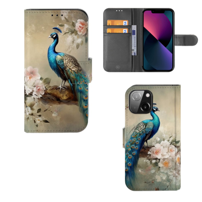 Telefoonhoesje | Met pasjeshouder | voor iPhone 13 Mini Vintage Pauwen Telefoonhoesje | Met pasjeshouder | voor iPhone 13 Mini Vintage Pauwen
