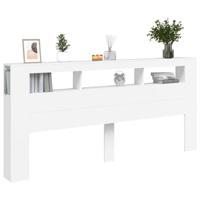 Hoofdeinde met LED 220x18,5x103,5 cm bewerkt hout wit - thumbnail