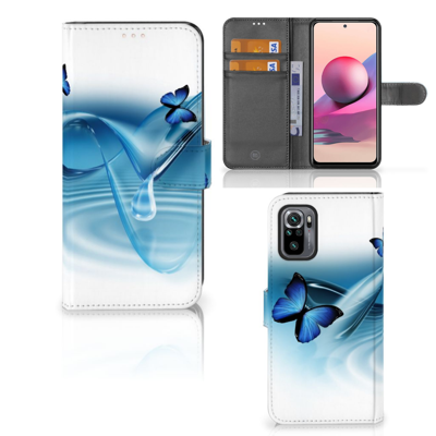 Xiaomi Redmi Note 10S | 10 4G | Poco M5s | Telefoonhoesje | Met pasjeshouder | Vlinders