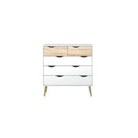 Ladekast Delta 5 lades - wit/eikenkleur - 100,9x98,6x39,5 cm - thumbnail