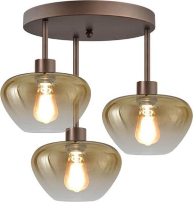 Masterlight 3-lichts plafondlampGenua bruin met goud glas Ø 24cm - 5971-15-15-35-3-24