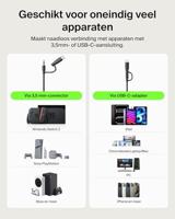 Belkin Gaming Inspire Bedrade Headset voor kinderen met USB-C-adapter, koptelefoon met verstelbare boommicrofoon, max. 85dB, voor Nintendo Switch 2, iPhone 16, Galaxy S25, Tablet, voor op reis - Zwart - thumbnail