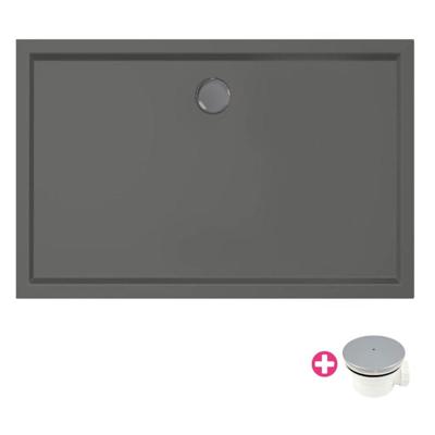 Douchebak Xenz Mariana | 130x80x4 cm | Incl.Afvoersifon-Chroom | Acryl | Rechthoekig | Antraciet mat Douchebak Xenz Mariana | 130x80x4 cm | Incl.Afvoersifon-Chroom | Acryl | Rechthoekig | Antraciet mat