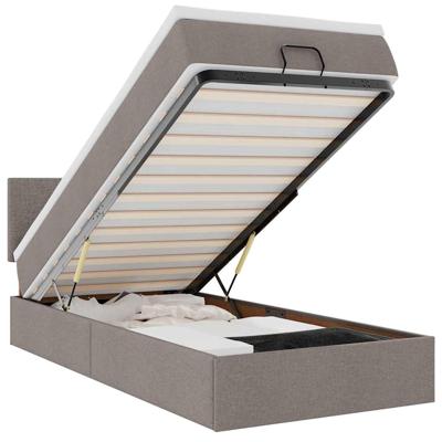 Ottoman bed met matras en LED's 100x200 cm stof taupe - thumbnail