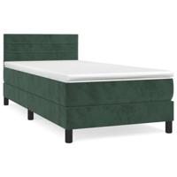Boxspring met matras fluweel donkergroen 90x190 cm - thumbnail