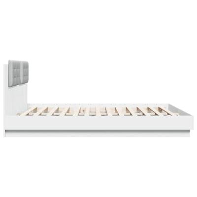 Bedframe met hoofdbord en LED-verlichting wit 160x200 cm