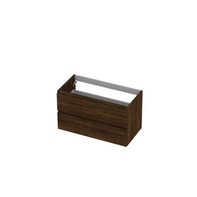 INK - Onderkast 2 Laden Greeploos met Houten Keerlijst - 900x450x520 Mm - Koper Eiken