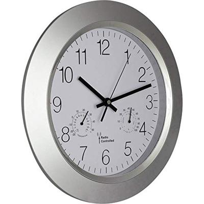 EUROTIME 56004 Wandklok Zendergestuurd 34 cm x 5 cm Zilver