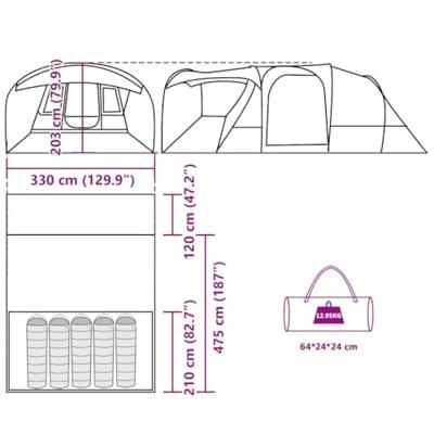 VidaXL Tunneltent 5-persoons waterdicht groen VidaXL Tunneltent 5-persoons waterdicht groen