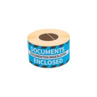 Etiket rillprint documents enclosed blauw - thumbnail
