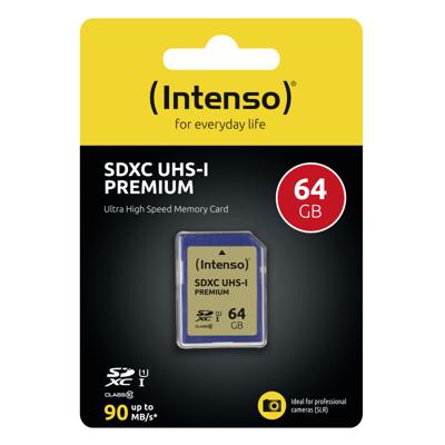 Intenso Premium SDXC-kaart 64 GB Class 10, UHS-I Intenso Premium SDXC-kaart 64 GB Class 10, UHS-I
