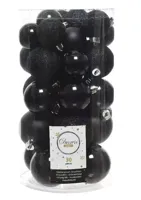 Decoris kerstballen set Plastic 30st Zwarte 4-5-6cm - thumbnail