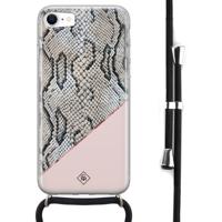 iPhone 8/7 hoesje met koord - Snake print roze - thumbnail