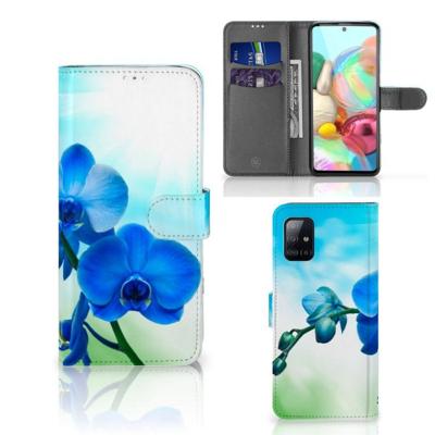 Samsung Galaxy A71 Hoesje Orchidee Blauw - Cadeau voor je Moeder Samsung Galaxy A71 Hoesje Orchidee Blauw - Cadeau voor je Moeder