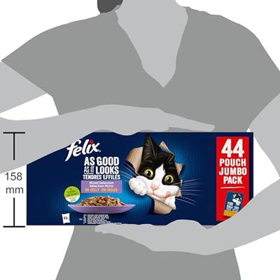 Felix Elke Dag Feest Mix Selectie tonijn, zalm, rund, kip in gelei natvoer kat (jumbopack) 2 dozen (88 x 85 g)