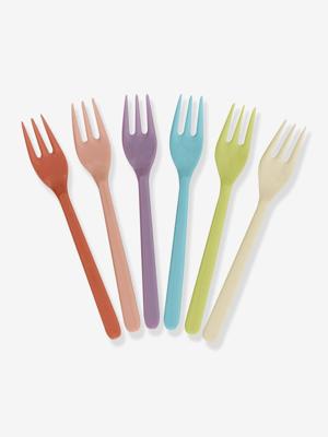 Set van 6 taartvorken in melamine GLORY DAYS COLORS RICE meerkleurig