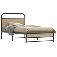 Bedframe zonder matras bewerkt hout gerookt eiken 107x203 cm - thumbnail